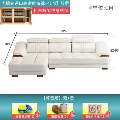 Long - lasting Genuine leather sofa, cowhide top layer, large and small unit, living room corner combination