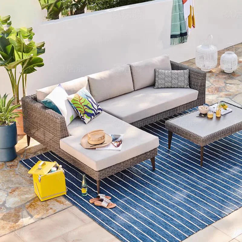 Nordic Outdoor Sofa - Round Rattan-Style Corner Set For Courtyards, Balconies, And Hotels Sun-Resistant