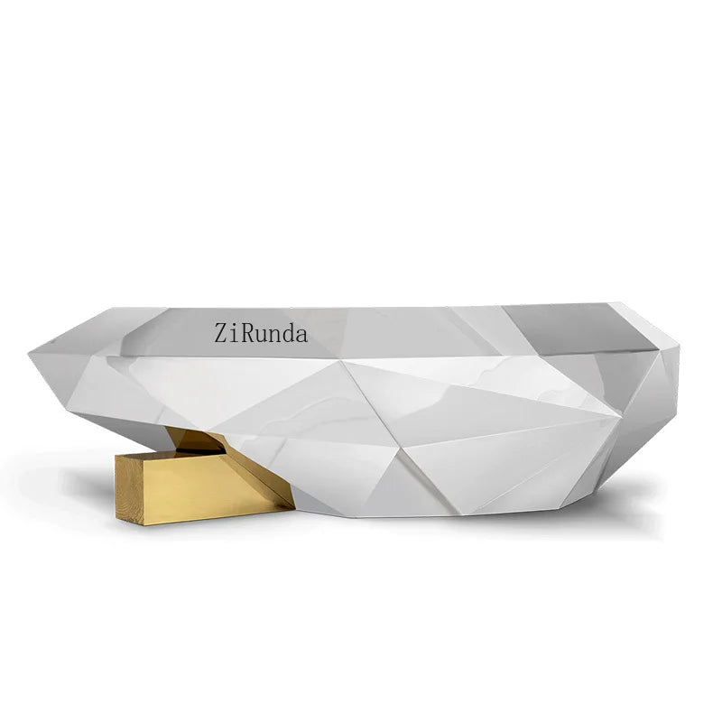 High-end art diamond-shaped coffee table post-modern stainless steel luxury living room furniture