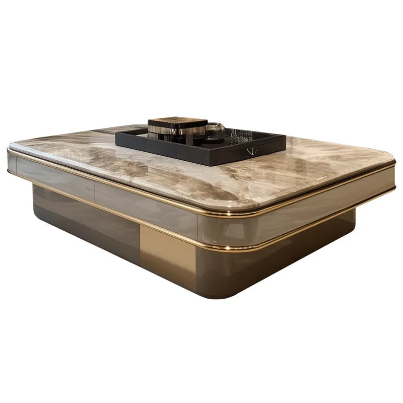 LightLuxury Coffee Table Living Room Home High-end Rectangular Luxury Stone Tea Table New High-end Villa Large Flat Coffee Table