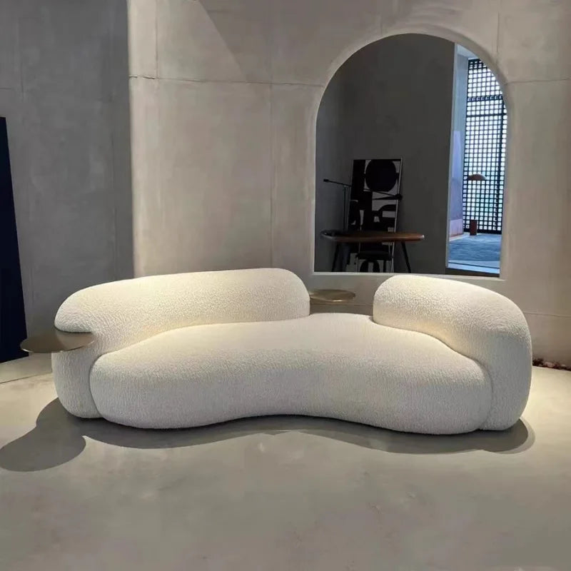 Cream wind pea sofa Italian minimalist light luxury modern living room Internet celebrity creative
