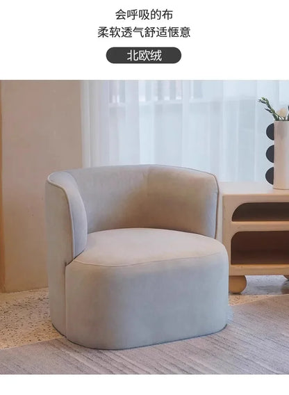 Nordic Light Luxury Cream Style Single Lambswool Couch Home Living Room Bedroom Couch Designer Chair