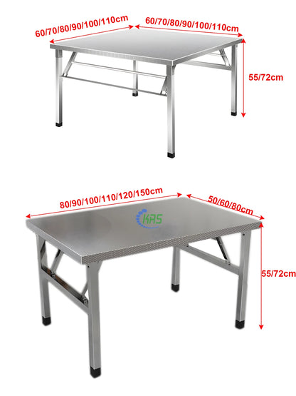 Square Folding Utility Table Home Restaurant Stainless Steel Dinner Tables Outdoor Indoor Portable Foldable Wedding Dining Table
