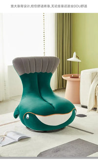 Whale Lazy Sofa Leisure Chair Flannel Rotatable Cute Shark Sofa Single Seat Chair