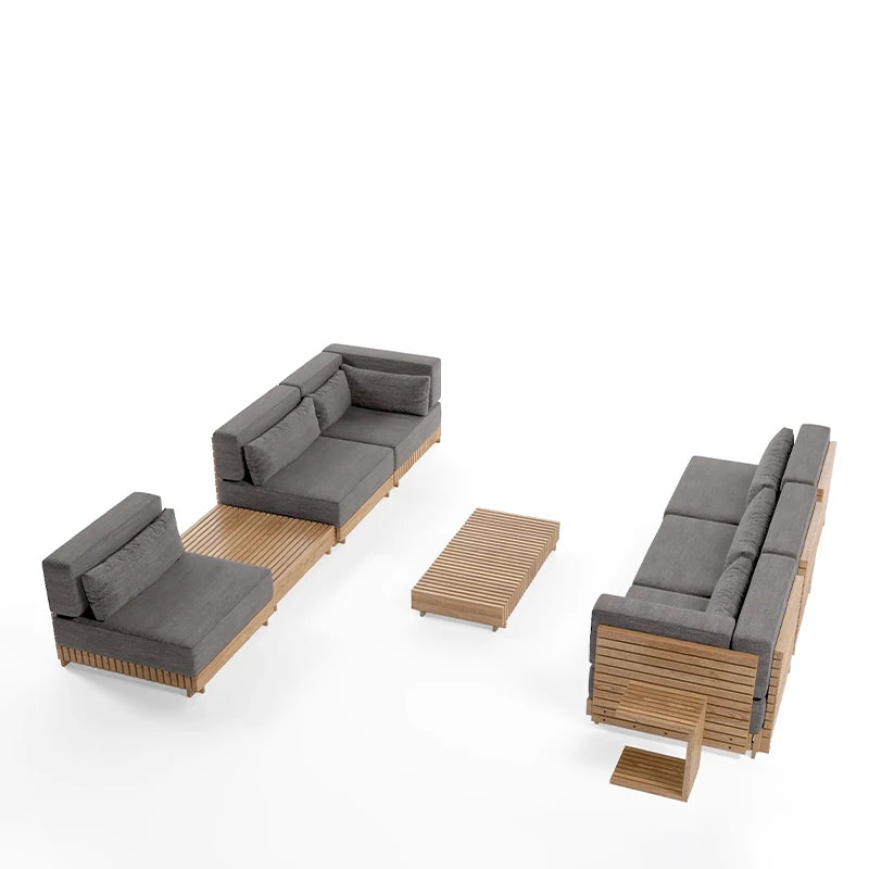 Outdoor Suit All-weather Modern Outdoor Teak Wooden Sofa Patio Furniture Luxury Design Sofa Set For Villa Outdoor Garden