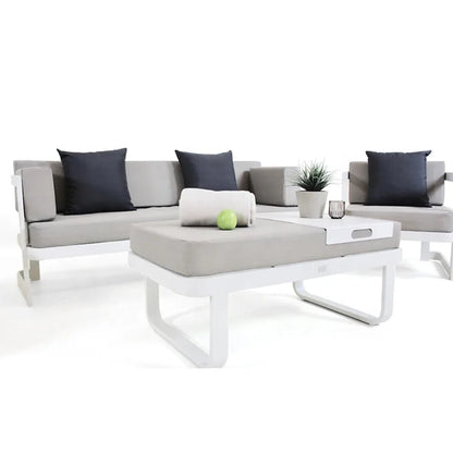 #v White Modern Cheap Patio Conversation Loveseat Couch Furniture Outdoor Garden Aluminum Sectional Sofa Set on Sale