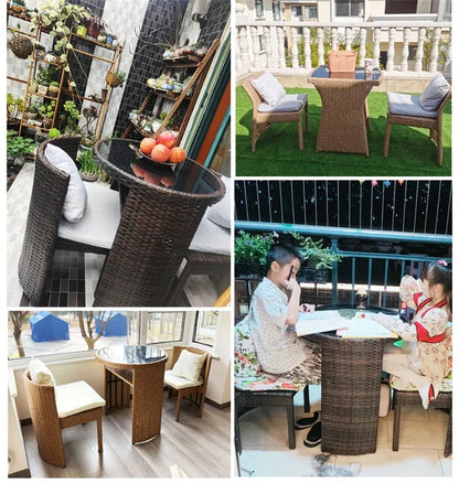 Nordic Rattan Garden Furniture Sets Outdoor Furniture Simple Courtyard Balcony Table and Chair Set Bistro Dining Table Chair Set