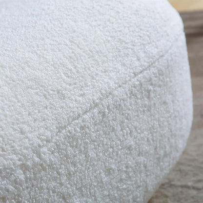 360° Swivel Accent Chair, Mid Century Modern Round Barrel Chair with Wide Upholstered, Lamb Wool Fabric Chair for Living Room,