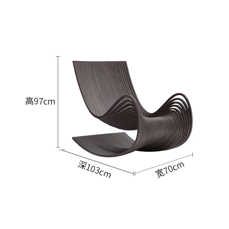 Designer rocking chair single solid wood recliner balcony leisure chair home