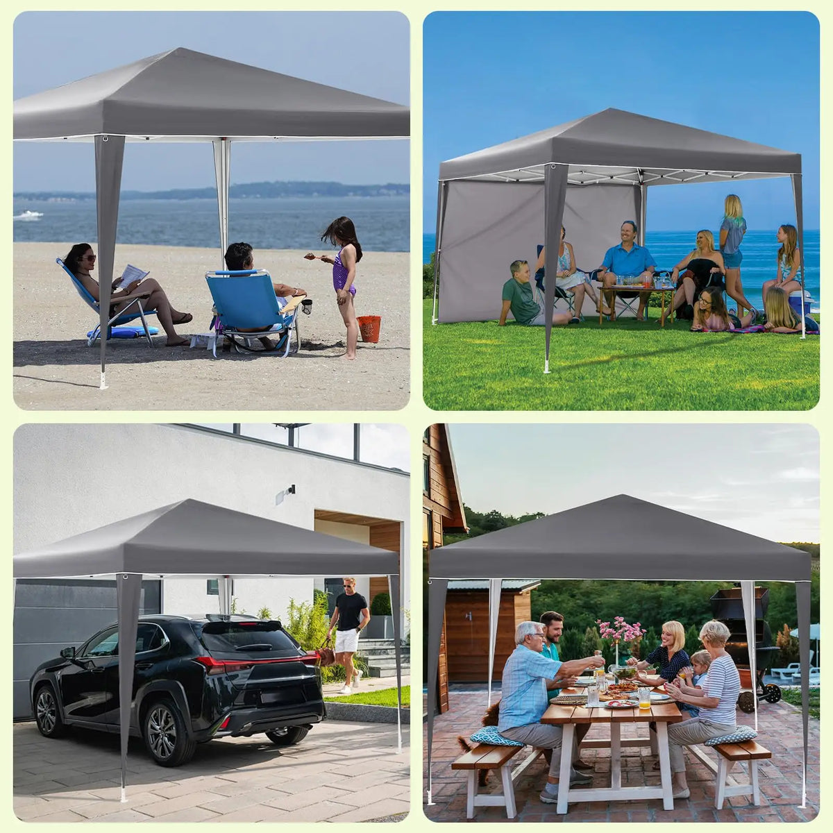 10x10FT Pop Up Canopy Tent With 4 Sidewalls, UV Protection Portable Outdoor Gazebo WIth Roll-Up Windows For Camping, Backyard, P