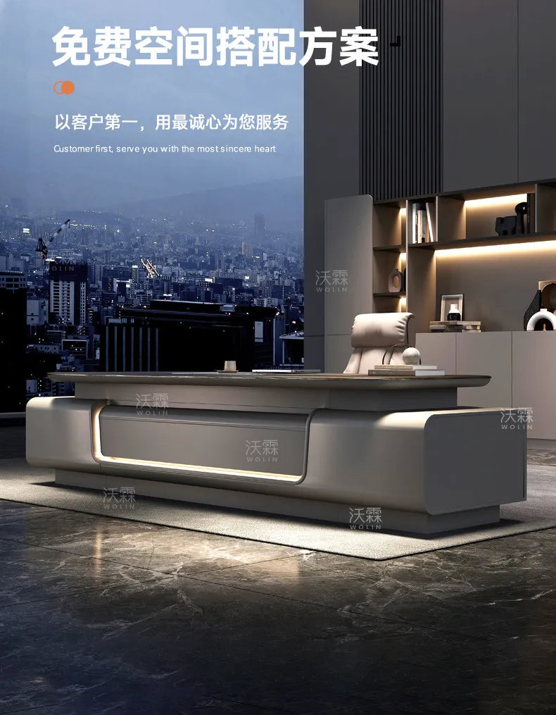 Light luxury boss Advanced minimalist modern CEO and Chairman's office table office furniture Computer desk Room desks