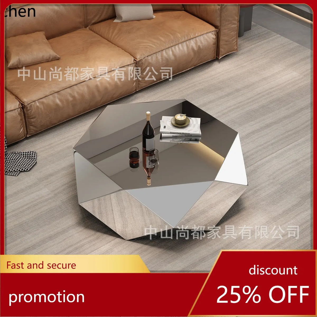 CZ Modern Minimalist Stainless Steel Diamond Coffee Table Simple Furniture Supplies