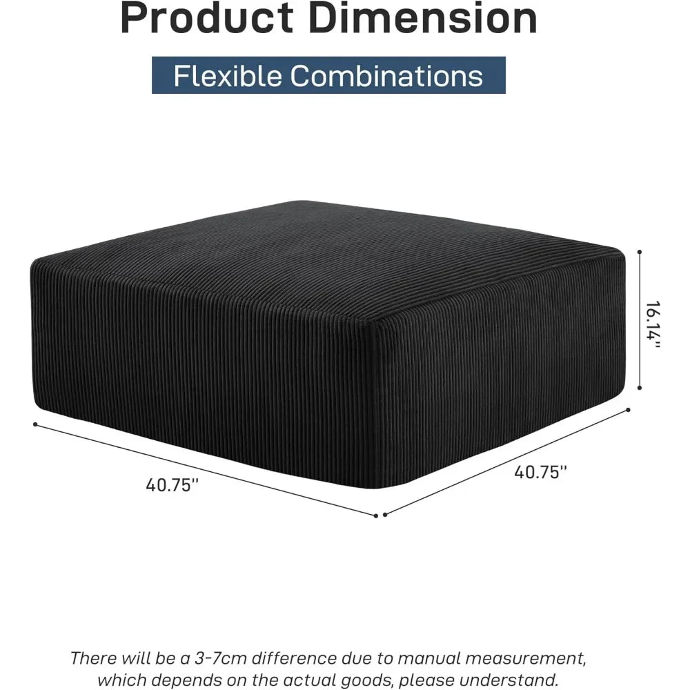 L-Shaped 3-Seat Sleeper Sofa Couch for Living Room - 113 Sectional Lounge, Corduroy Cover, Easy Setup