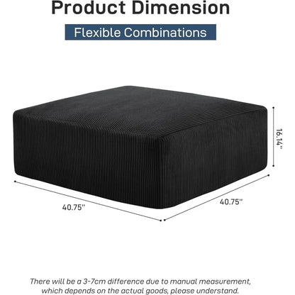 L-Shaped 3-Seat Sleeper Sofa Couch for Living Room - 113 Sectional Lounge, Corduroy Cover, Easy Setup