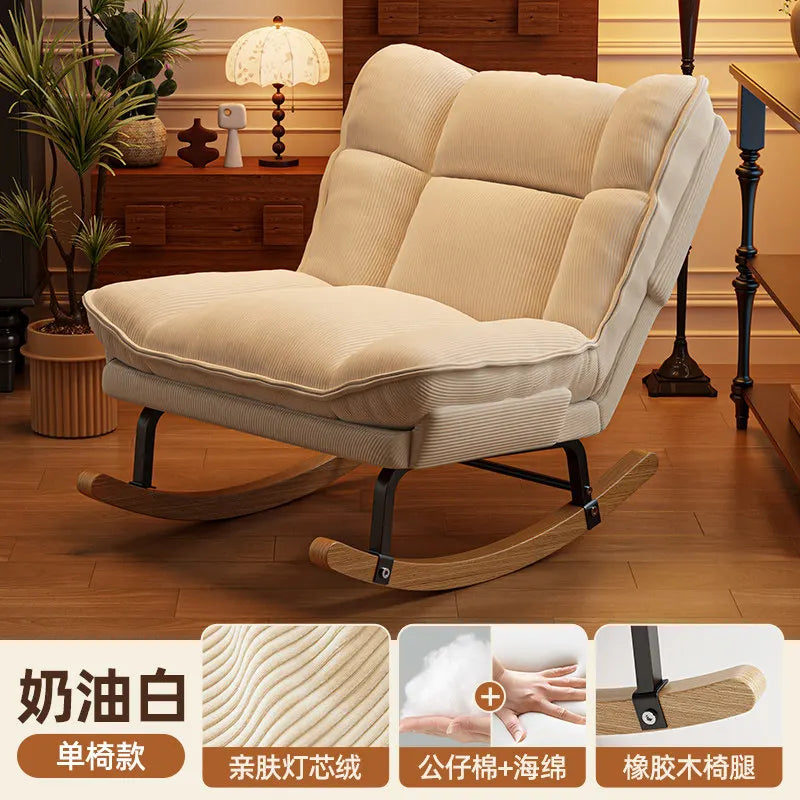 Nordic Office Recliner Chair Fluffy Lounger Comfortable Floor Recliner Chair Bedroom Rocking Chaise Lounge Hotel Furniture