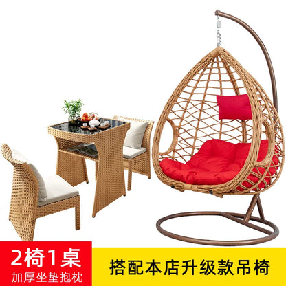 Balcony Small Table and Chair Tea Table and Chair Kit Outdoor Garden Combination Leisure Storage Rattan Knitting Small Table and