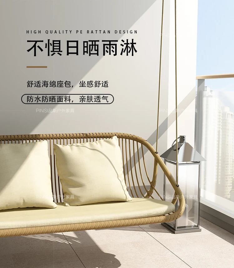MJY hanging basket rattan chair single double swing sofa indoor cradle ceiling rattan chair