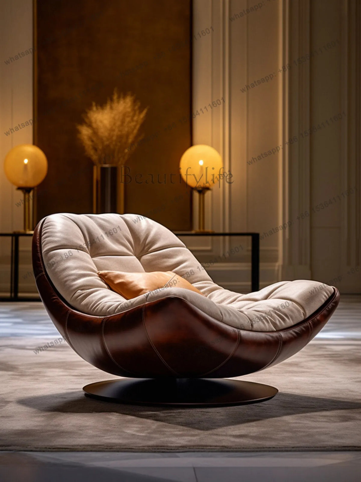Italian minimalist rotating single sofa fabric single chair medieval leisure chair