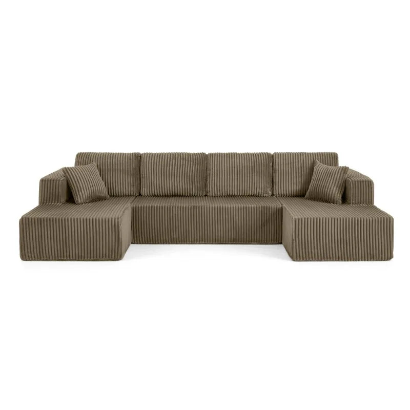 U-shaped modular sectional sofa, compressed sectional sofa, modern minimalist style corduroy sofa, living room sofa