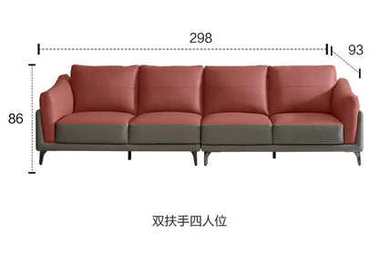 Italian simple style small apartment living room leather sofa
