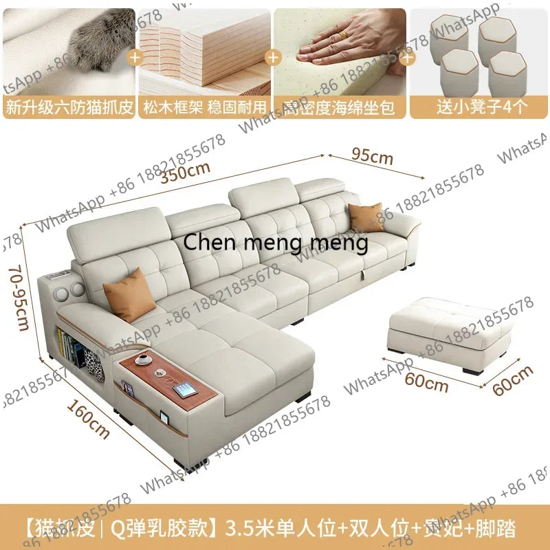 a38 Leather Luxury Sofa Couple Family Storage Sleeper Relax Sofa Reclining Foldable Muebles Para El Hogar Home Accessories