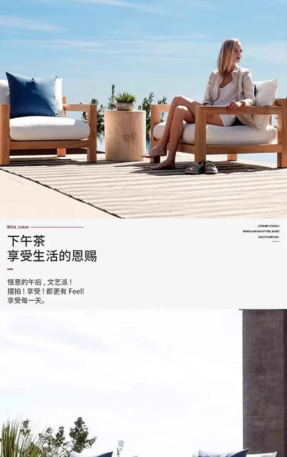Nordic Designer Outdoor Sofas Villa Courtyard Wood Minimalist Design Garden Sofas Fashion Lawn Furniture Sillas Lshysf