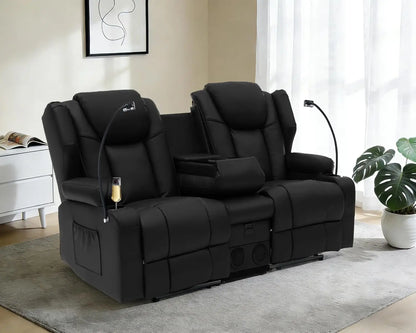 Massage Recliner Loveseat,Manual Oversize Reclining Lovesea Sofa with Cup Holders, USB Ports, Bluetooth Speaker and, Customized
