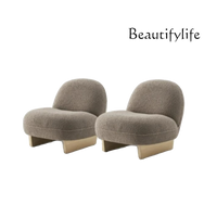 Nordic minimalist lamb wool balcony single sofa Italian living room solid wood leisure sofa