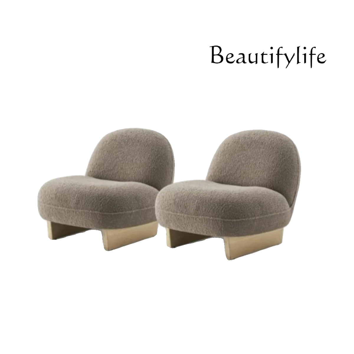 Nordic minimalist lamb wool balcony single sofa Italian living room solid wood leisure sofa