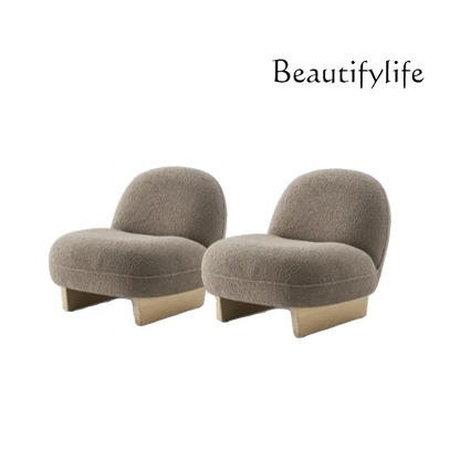 Nordic minimalist lamb wool balcony single sofa Italian living room solid wood leisure sofa