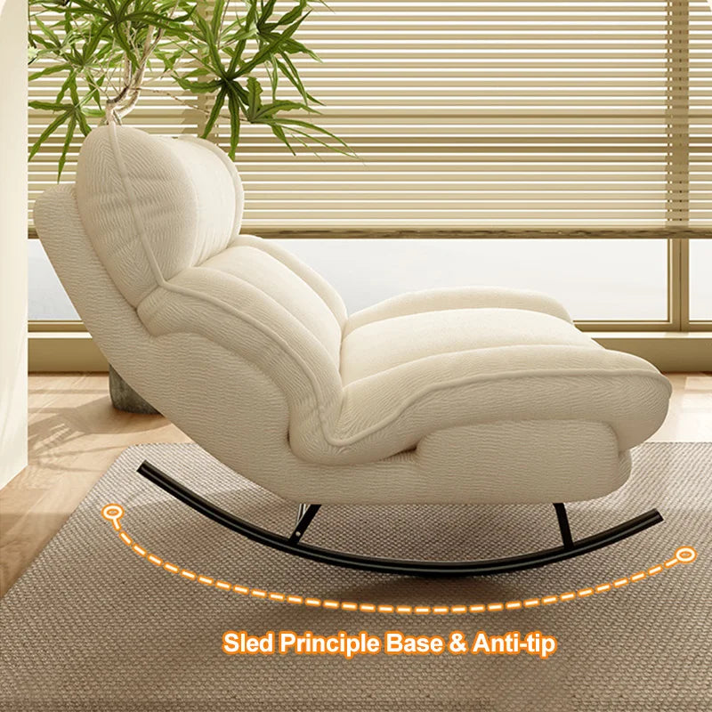 Living Room Luxury Reclining Lounge Chair Adjustable Backrest Rocking Sofa Chair Modern Home Cozy Relaxing Chair with Steel Base