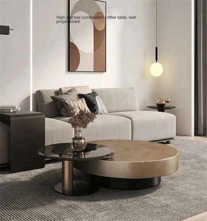 Designer Stainless Steel Coffee Tables European Luxury Round Tea Table Living Room Furniture Italian Tempered Glass Side Table
