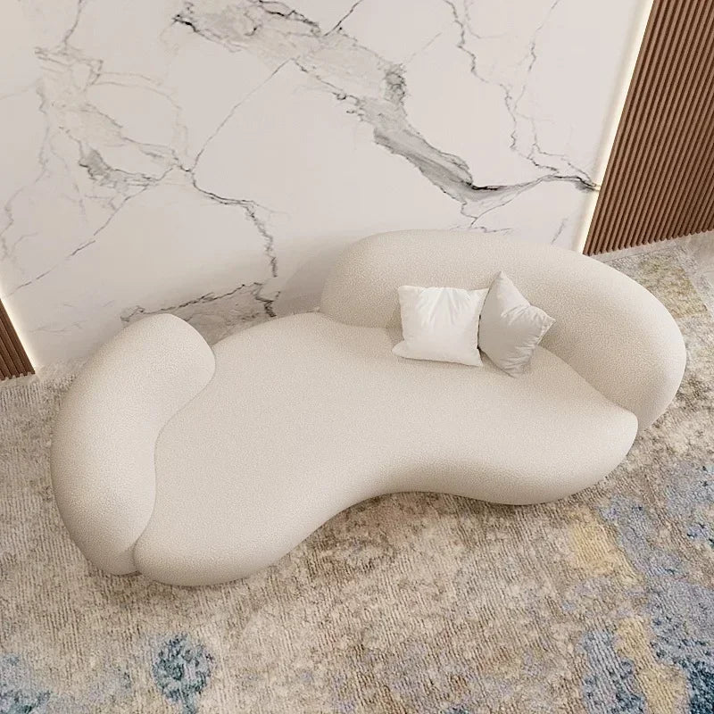 Modern Simple Fabric Curved Living Room Sofas for Home Furniture Luxury Nordic Lambswool Sofa Clothing Store Creative Sofa v
