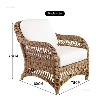 Outdoor PE Rattan Garden Chairs Balcony Courtyard Garden Waterproof Sofa Chair Outdoor Terrace Leisure Chair Outdoor Furniture T