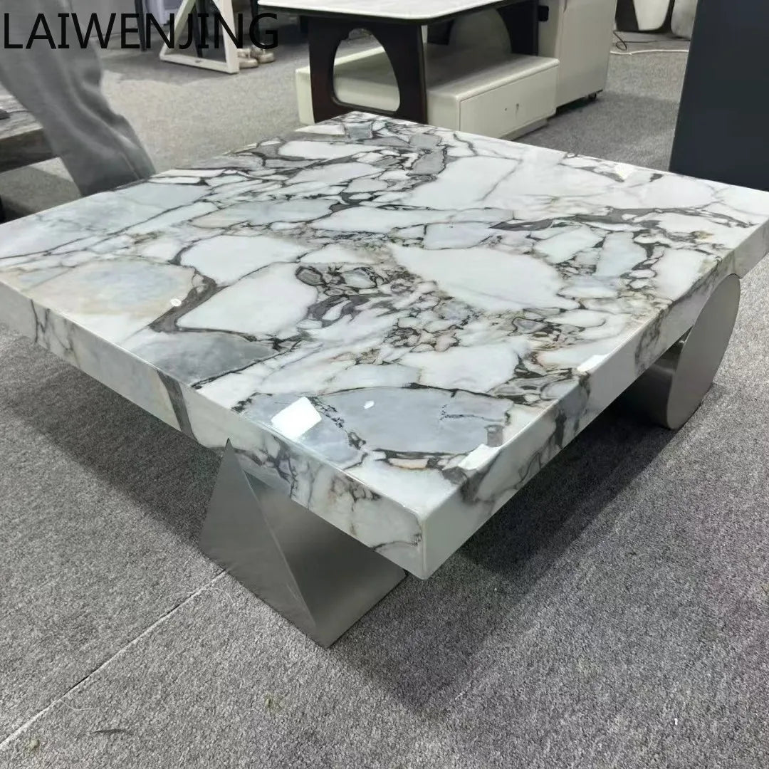 HLZ Modern Minimalist Marble Coffee Table Light Luxury Large and Small Apartment Home Living Room Square Flat Coffee Table