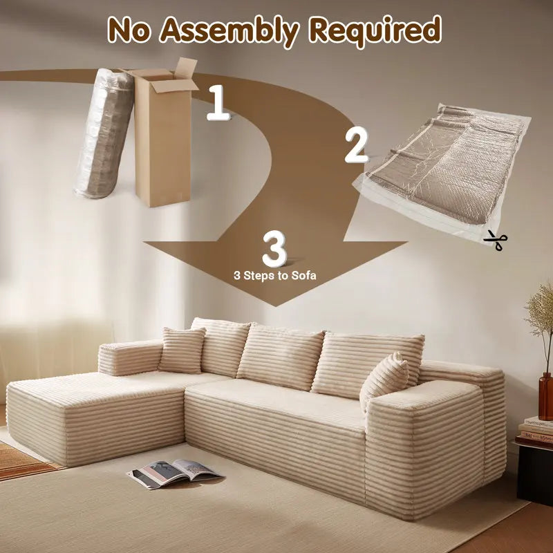 Modern Giant Memory Foam Vacuum-Compressed Sofa Bed Couch Built-Up Style for Living Room Bedroom Fabric Upholstery for Hotels