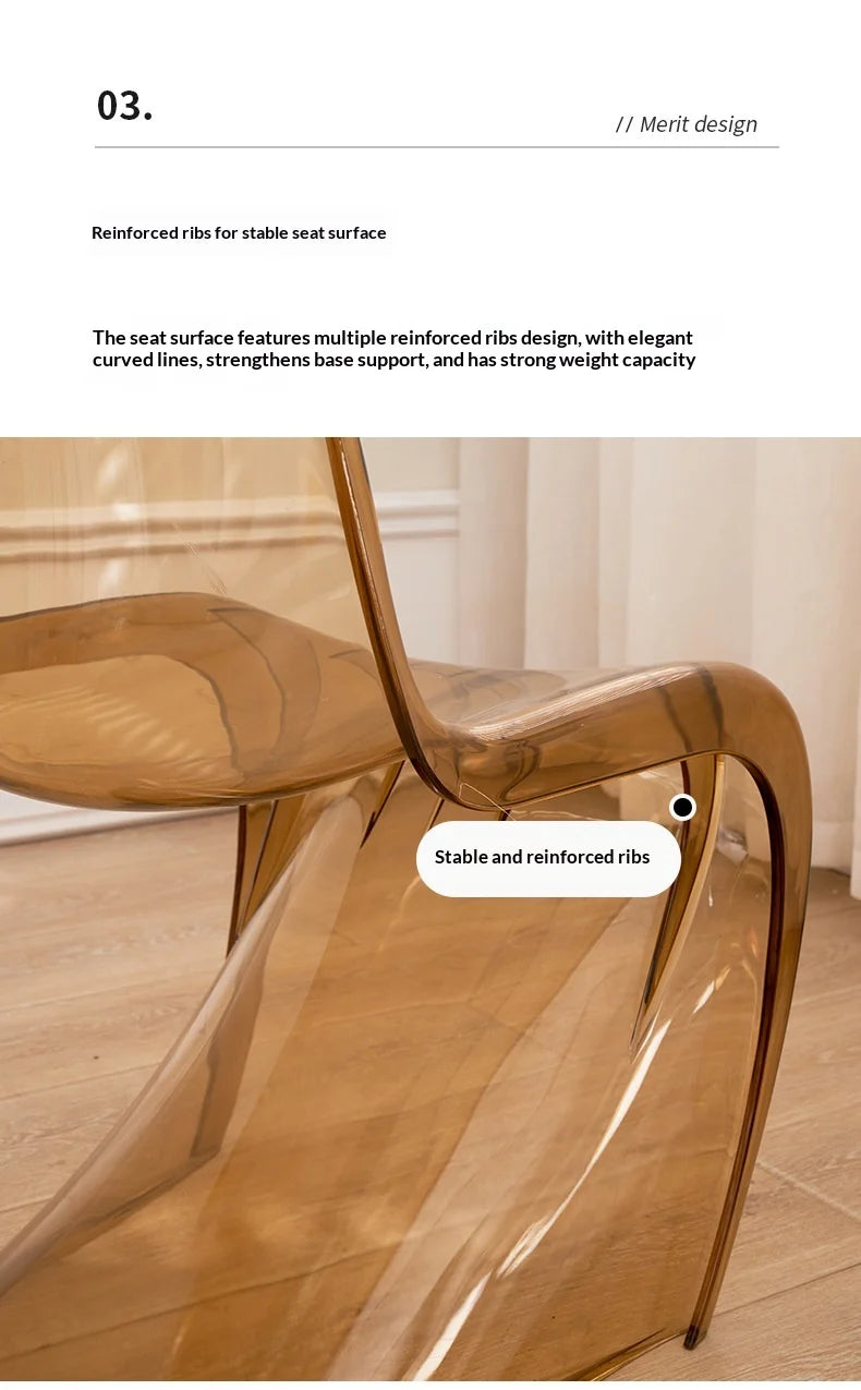 Acrylic Ghost Chair Modern Minimalist Transparent Dining Chair Designer Vanity Stool Kitchen Seating Clear Plastic Chaise Chair