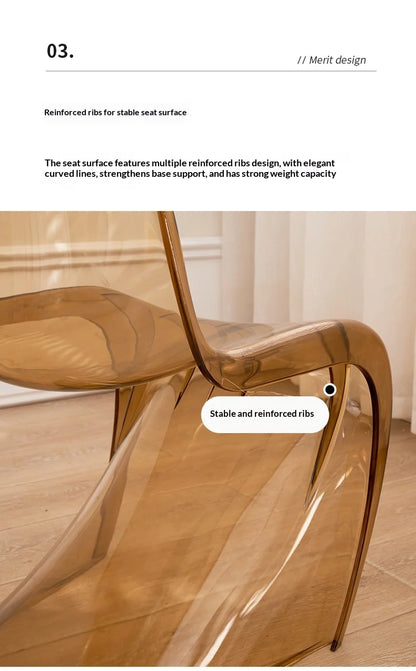 Acrylic Ghost Chair Modern Minimalist Transparent Dining Chair Designer Vanity Stool Kitchen Seating Clear Plastic Chaise Chair