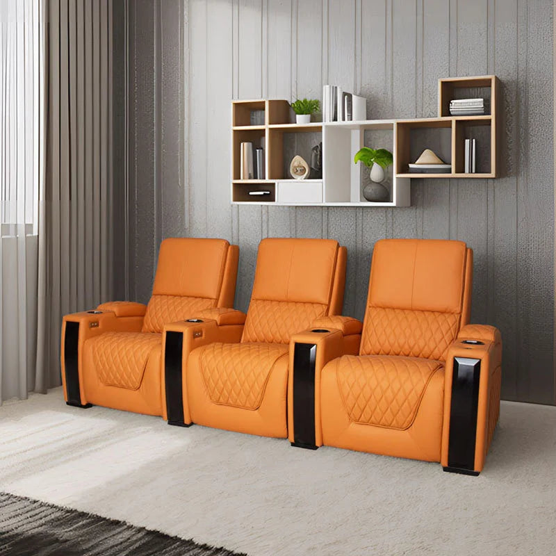 Luxury Theater Furniture Black Color 3seater Electric Cinema Sofa Home Theater Sofa Cinema Living Room Recliner Sofa Chair