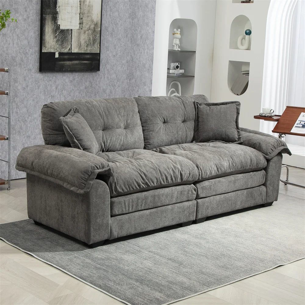 Chenille Small Sofa Loveseat Deep Seat Upholstery Sofa Couch Memory Foam Stylish Couches Set for Living Room Apartment Office