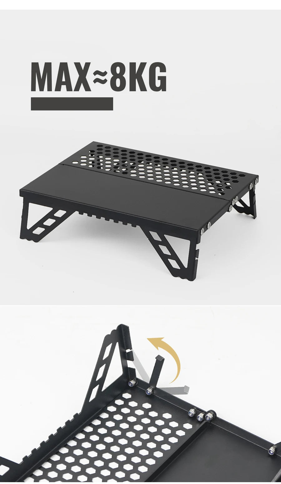 Pocket Mini Table, Foldable Leg Design Aluminum Lightweight Portable Table for Cookware, Camping, Hiking, Fishing