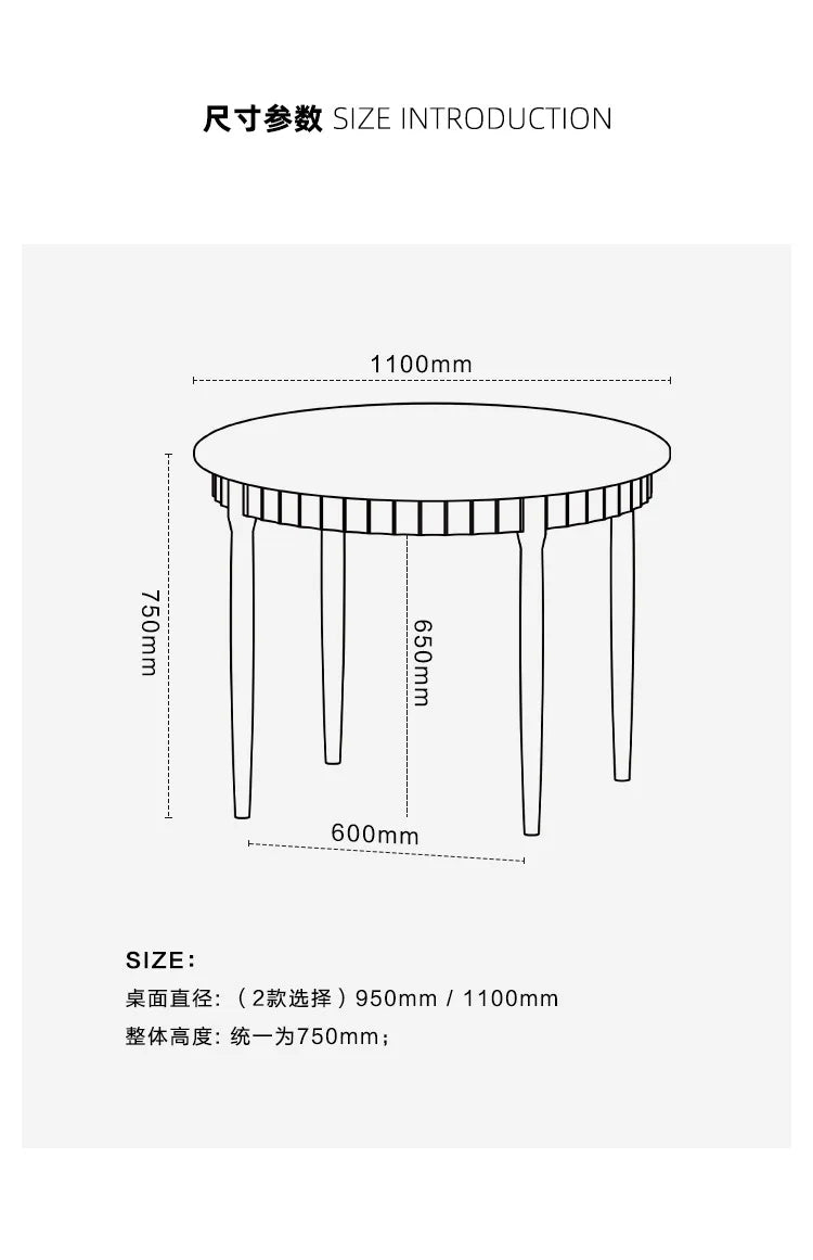 Jimei round table Nordic simple small apartment modern solid wood cherry wood log dining table home leisure