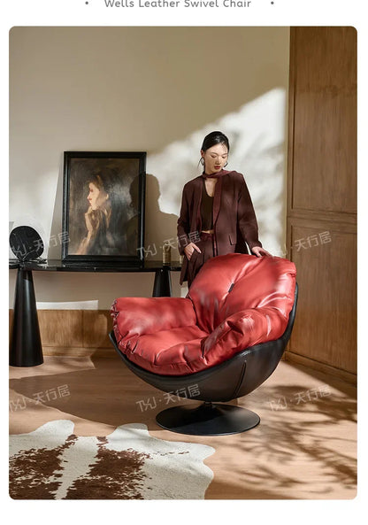 Italian single sofa chair living room designer casual lazy sofa vintage swivel chair