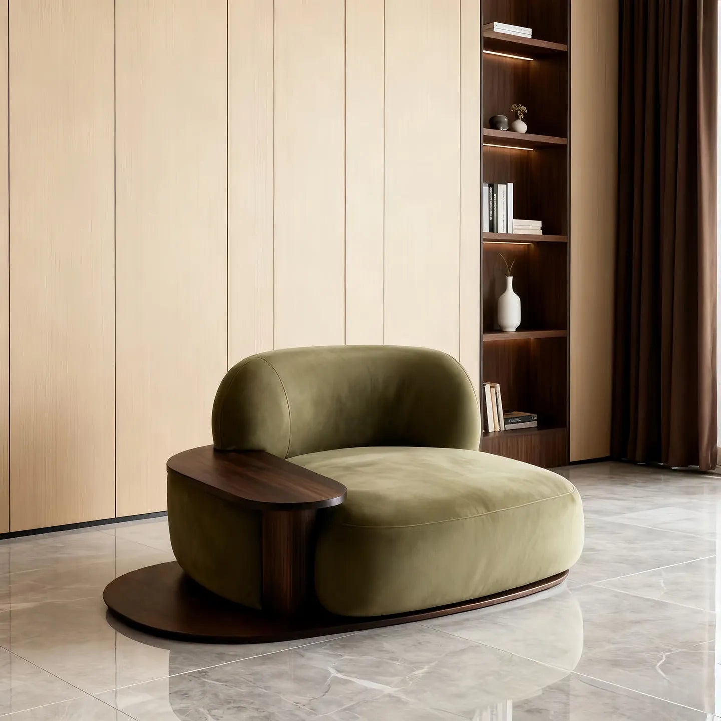 Italian minimalist fabric single sofa modern simple small apartment leisure chair