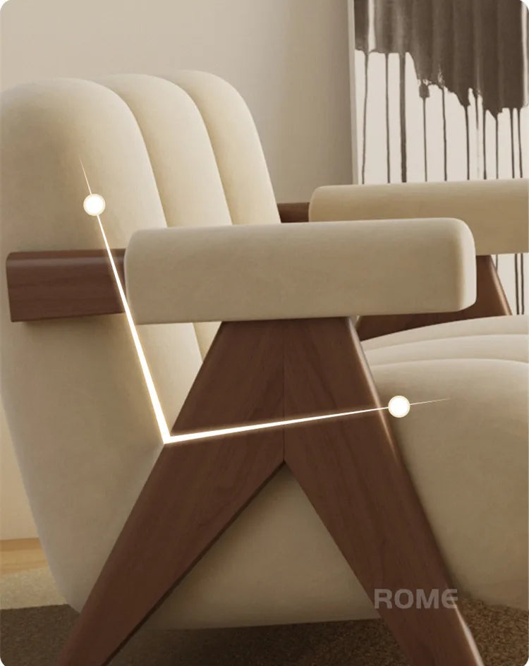 Nordic Wood Living Room Chairs Modern Living Room Sofas Home Balcony Single Leisure Back Armchair Fabric Sofa Chair Furniture