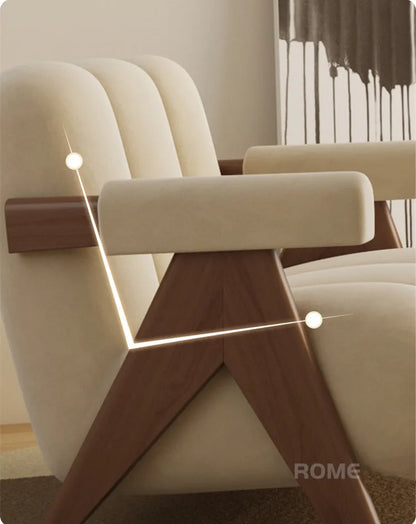 Nordic Wood Living Room Chairs Modern Living Room Sofas Home Balcony Single Leisure Back Armchair Fabric Sofa Chair Furniture