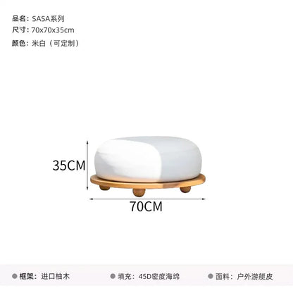 Outdoor teak courtyard Nordic style open-air famous villa anti-corrosion solid wood goose soft stone sofa