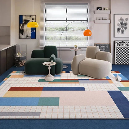 Blue Striped Living Room Rug Light Luxury Sofa Coffee Table Door Mat Retro Bedroom Lounge Non-slip Large Area Carpet Home Decor