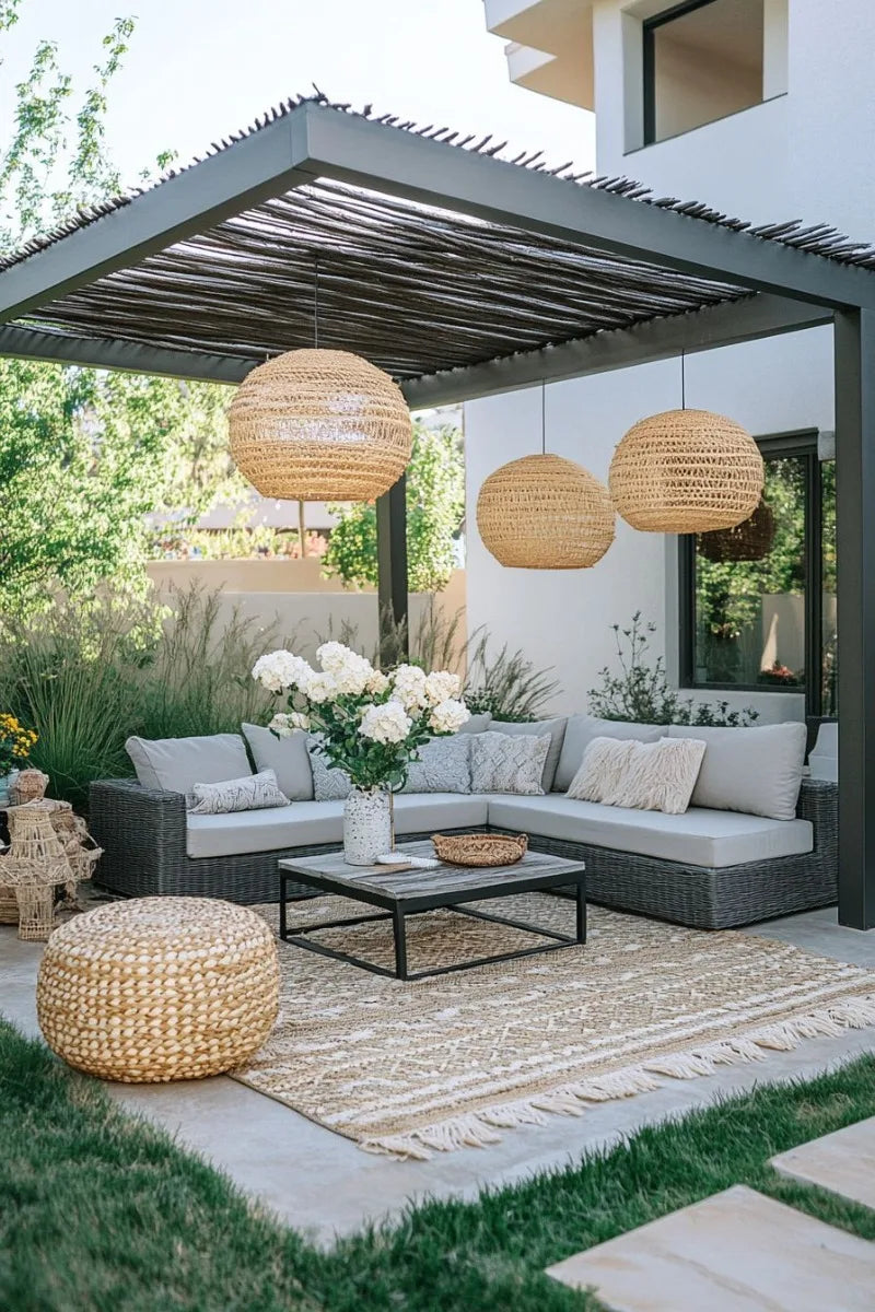 Nordic Modern Design Outdoor Rattan Furniture Rainproof Sunproof for Courtyard Balcony Villa Open-Air Leisure Outdoor Sofa Set