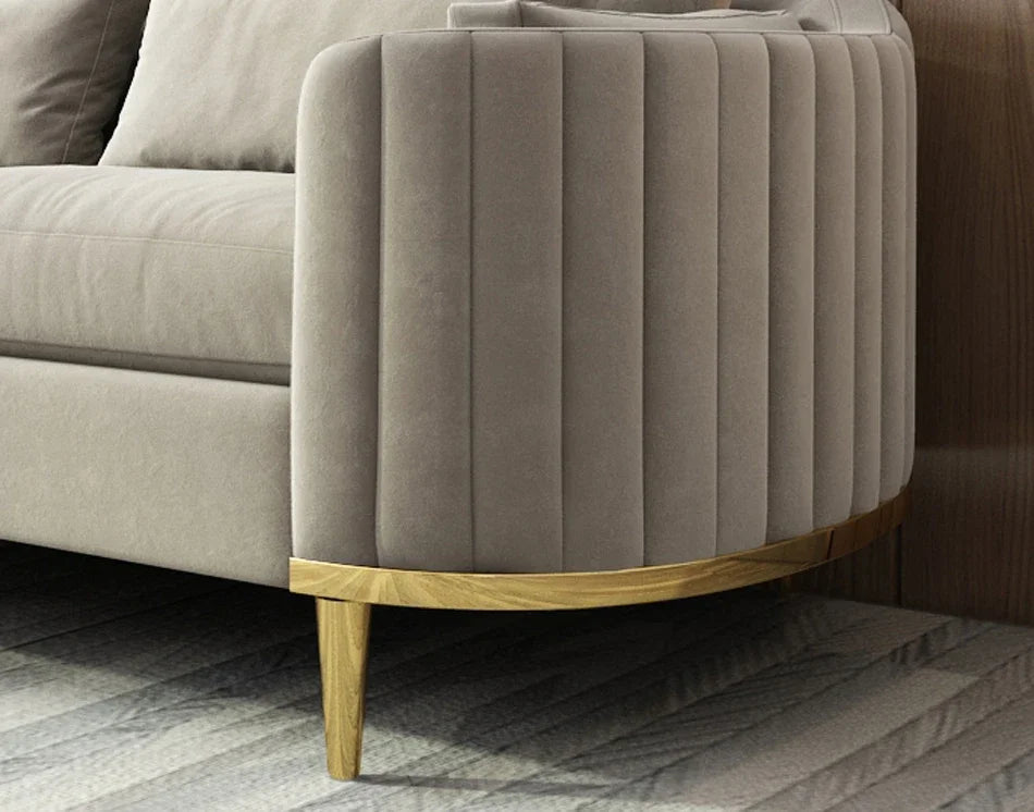 Luxury Sofa Living Room Furniture Curved Dresser Home Lounge Sofa Sets Italian Modern Fabric Velvet Sofa Set Furniture